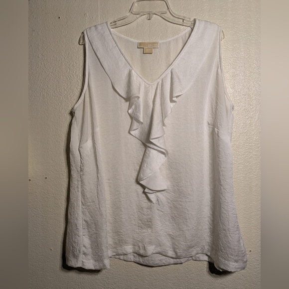 michael Kors White Ruffled Sleeveless Top Size Dize Size 20 W Pre-owned - Picture 2 of 5